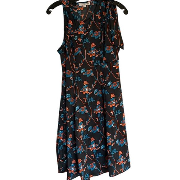Thakoon Collective Black Sleeveless Floral Print Midi Shift Dress - Picture 2 of 12